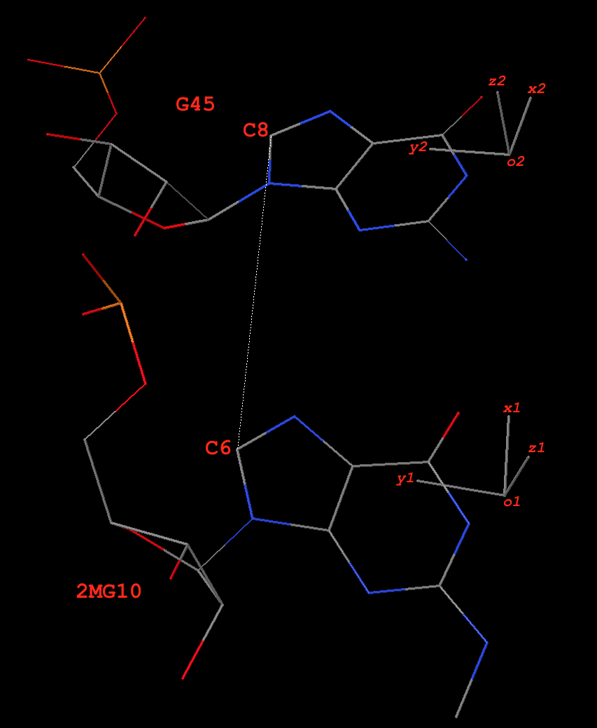 2MG10+G45 pair in tRNA (1ehz) 2MG10+G45 pair in tRNA (1ehz)