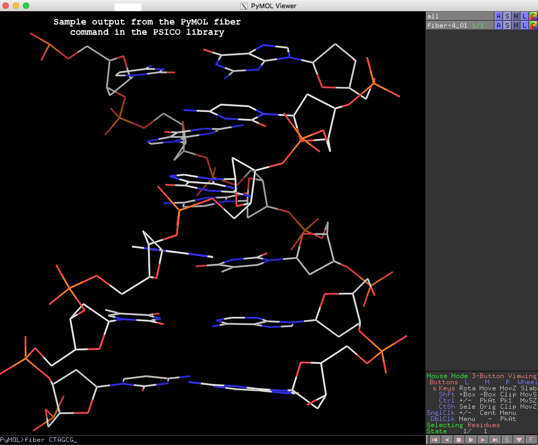 The 3DNA fiber tool in PyMOL The 3DNA fiber tool in PyMOL