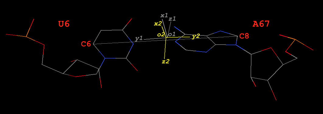 U6–A67 pair in tRNA (1ehz) U6–A67 pair in tRNA (1ehz)